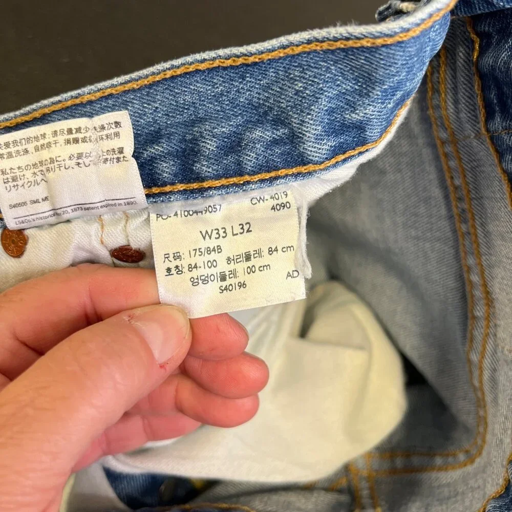 Levis 501 Original Fit Mens Jeans Size 33x32 Button Fly Straight Leg Blue Denim